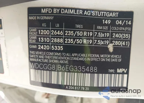 2014 Mercedes-Benz Glk 350 4Matic z USA, uszkodzony, nr VIN WDCGG8JB6EG335488